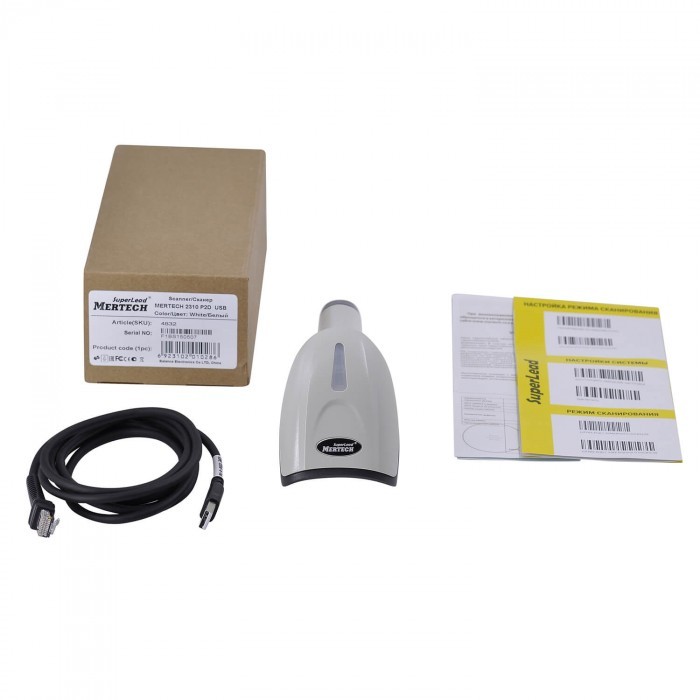 Сканер штрих-кода Mertech 2310 P2D Superlead (2D, USB/Эмуляция RS-232, Белый, Кабель 3 м) Сканер штрих-кода Mertech 2310 P2D Superlead (2D, USB/Эмуляция RS-232, Белый, Кабель 3 м)