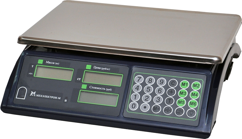 Весы торговые МЕХЭЛЕКТРОН-М ВР4900-30-2Д-АБ 10 (LCD, Темный) Весы торговые МЕХЭЛЕКТРОН-М ВР4900-30-2Д-АБ 10 (LCD, Темный)